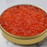 Wild Alaskan Keta Salmon Roe – large, vibrant orange pearls with a fresh, briny flavor. Premium sushi-grade roe, perfect for sushi, seafood dishes, and gourmet appetizers.