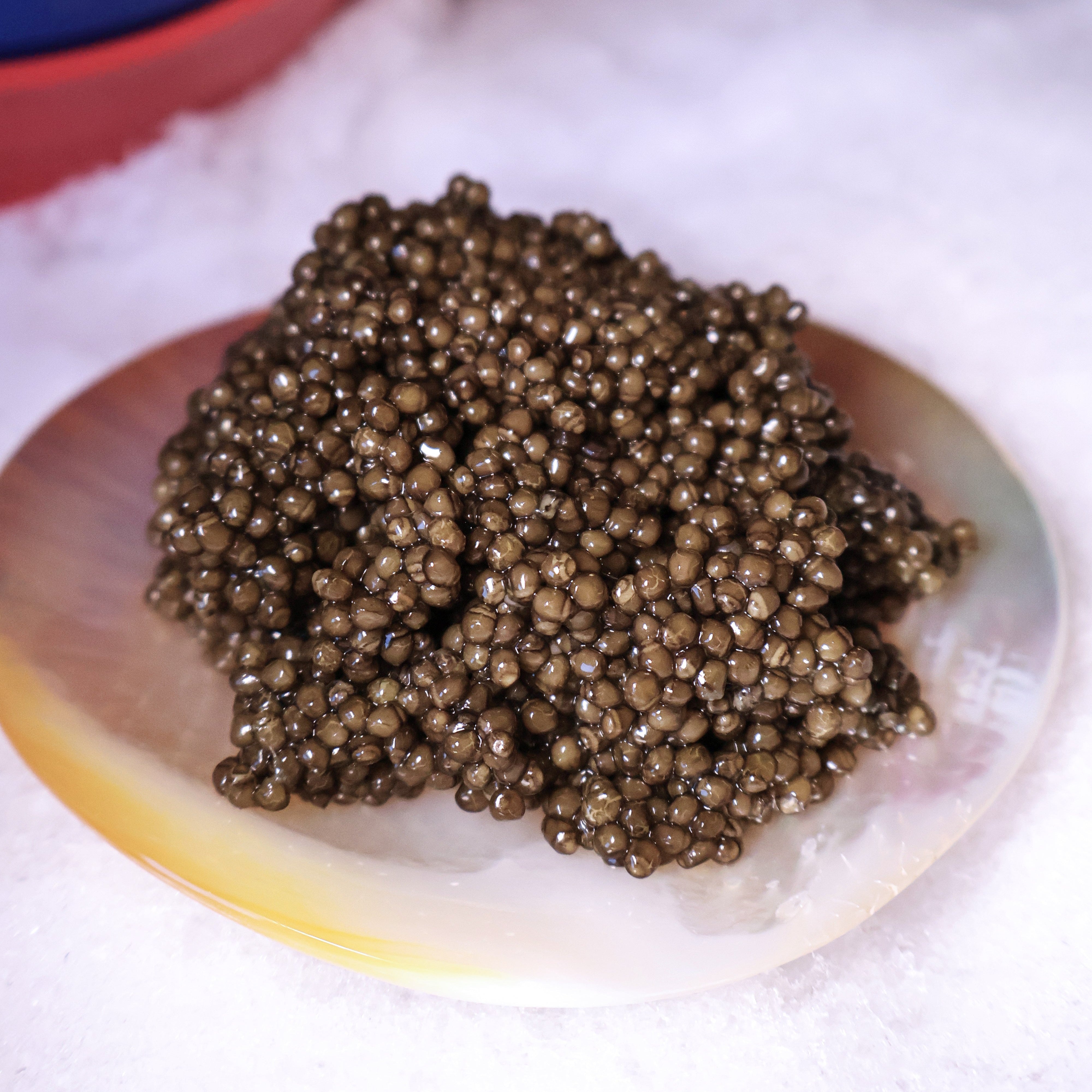 Galilee Osetra Caviar – premium Osetra sturgeon roe with rich, nutty flavor and smooth texture. Dark amber to golden pearls, reminiscent of wild-era caviar. Buy fresh Galilee Osetra Caviar online with free overnight shipping.